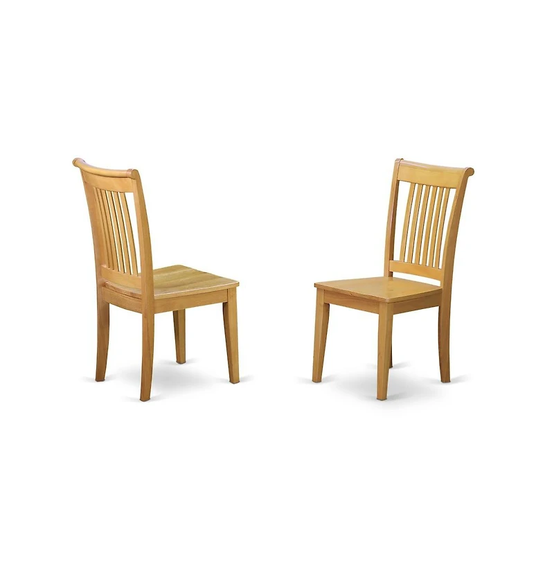 East West Furniture 3 Piece Modern Dining Room Table Set - Oak Dining Room Table and 2 Oak Wooden Dining Chairs with Slatted Back - Oak Finish