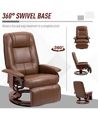 Homcom Faux Leather Manual Recliner with Swivel Wood Base