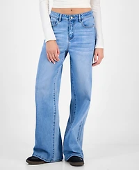Indigo Rein Juniors' High-Rise Curvy-Fit Wide-Leg Jeans