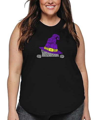 La Pop Art Plus Peeking Witch Cat Word Tank Top