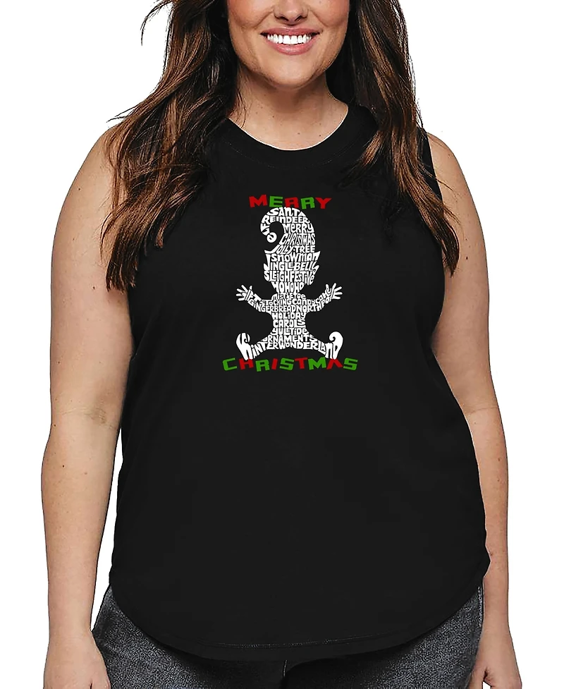 La Pop Art Plus Christmas Elf Word Tank Top