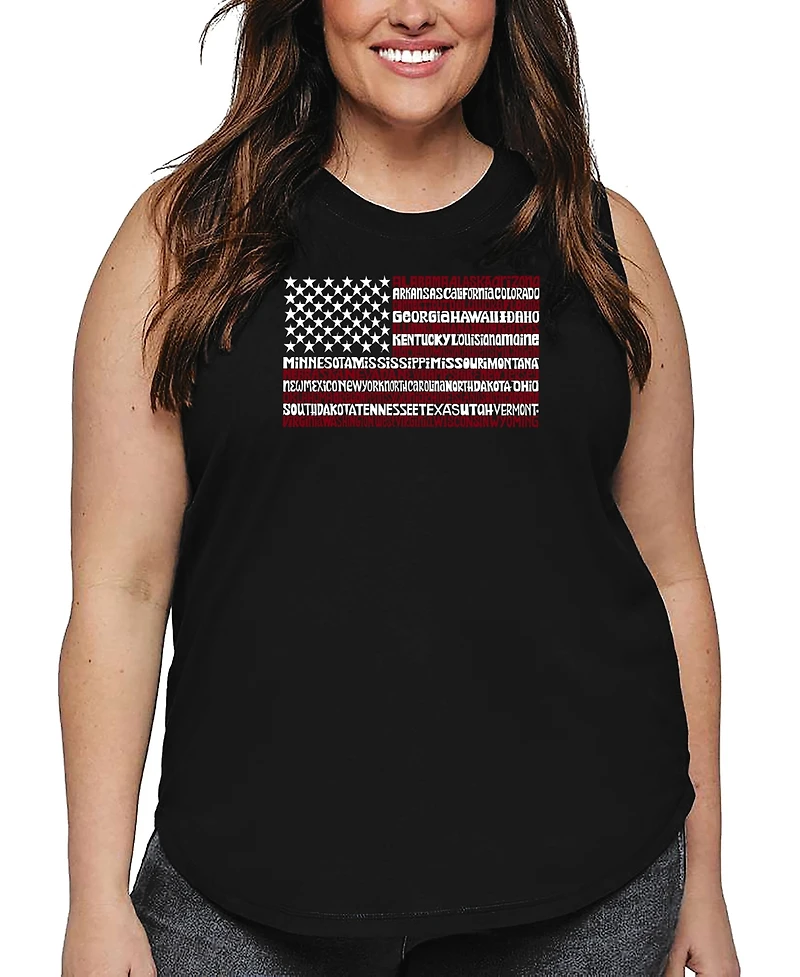 La Pop Art Plus 50 States Usa Flag Word Tank Top