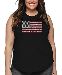 La Pop Art Plus 50 States Usa Flag Word Tank Top