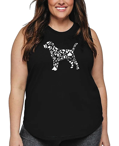 La Pop Art Plus Dog Paw Prints Word Tank Top