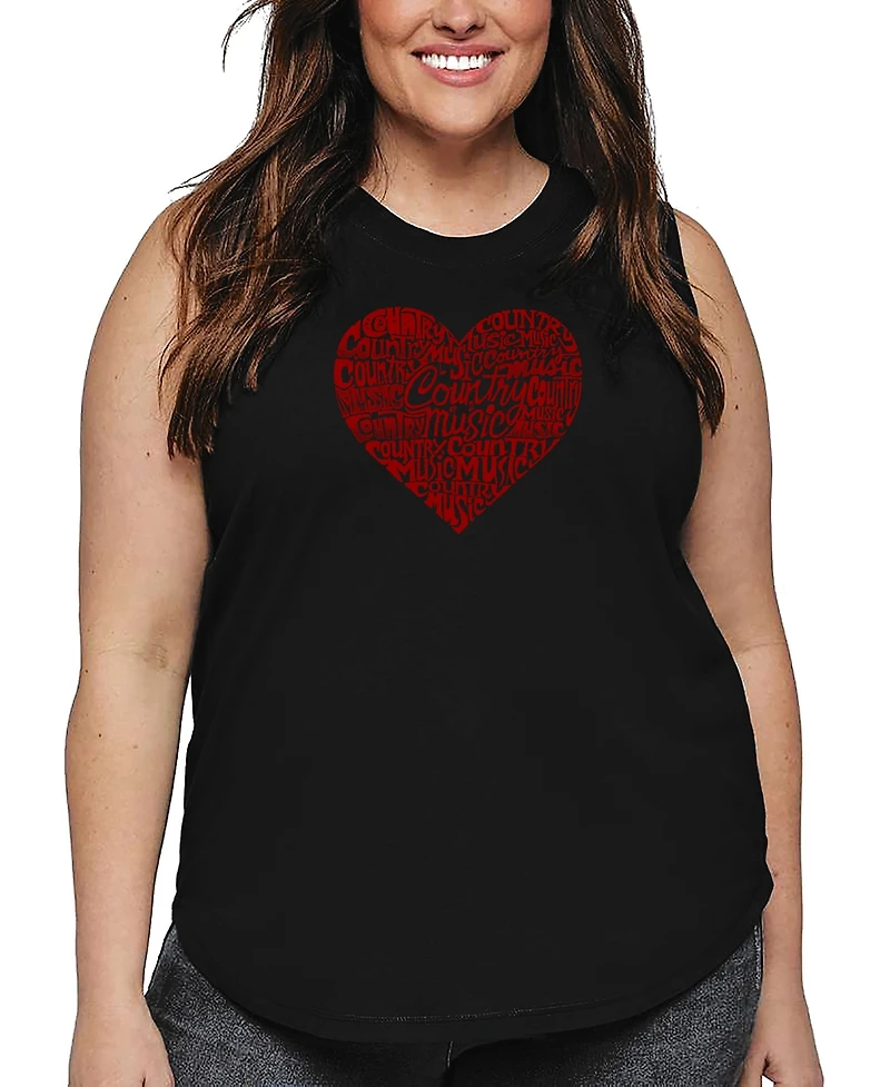 La Pop Art Plus Country Music Heart Word Tank Top