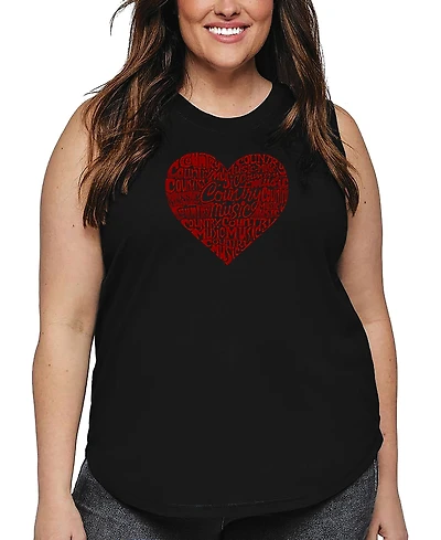 La Pop Art Plus Country Music Heart Word Tank Top