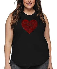 La Pop Art Plus Country Music Heart Word Tank Top