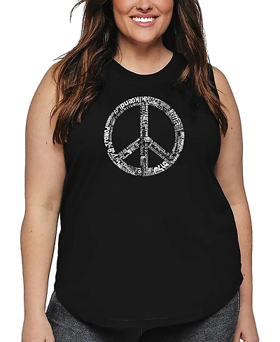 La Pop Art Plus Peace 77 Languages Word Tank Top