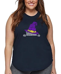 La Pop Art Plus Peeking Witch Cat Word Tank Top