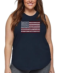 La Pop Art Plus 50 States Usa Flag Word Tank Top