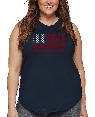 La Pop Art Plus Usa Flag Word Tank Top