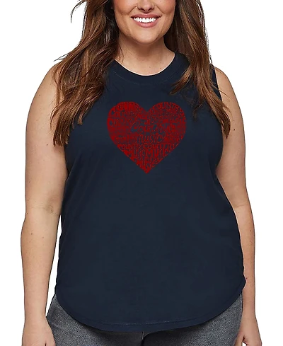 La Pop Art Plus Country Music Heart Word Tank Top
