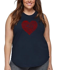 La Pop Art Plus Country Music Heart Word Tank Top