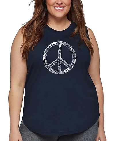 La Pop Art Plus Peace 77 Languages Word Tank Top
