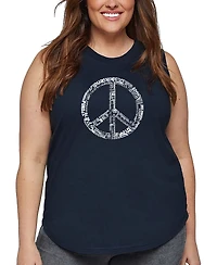 La Pop Art Plus Peace 77 Languages Word Tank Top