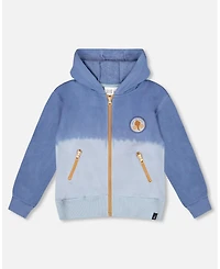 Deux par Boy Full Zip Hooded Fleece Jacket Blue