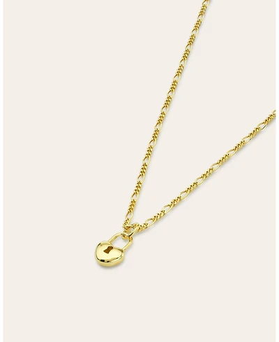 Zoe Lev Heart Lock Figaro Necklace