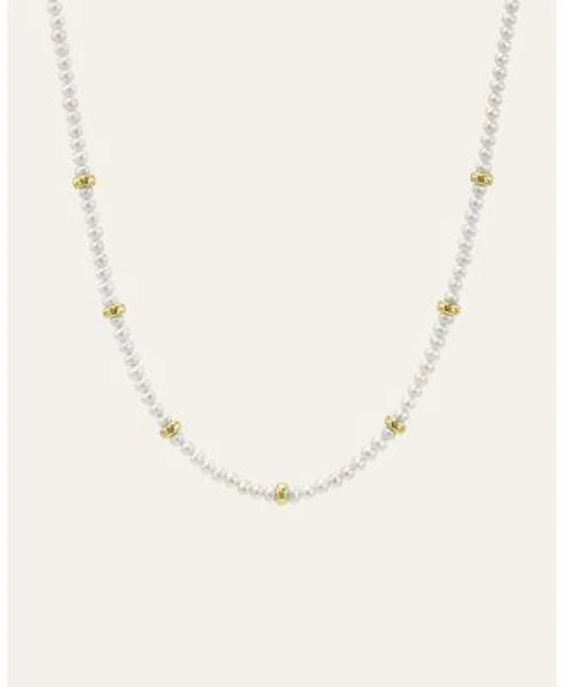 Zoe Lev 14K Gold Pearl Segment Bead Necklace