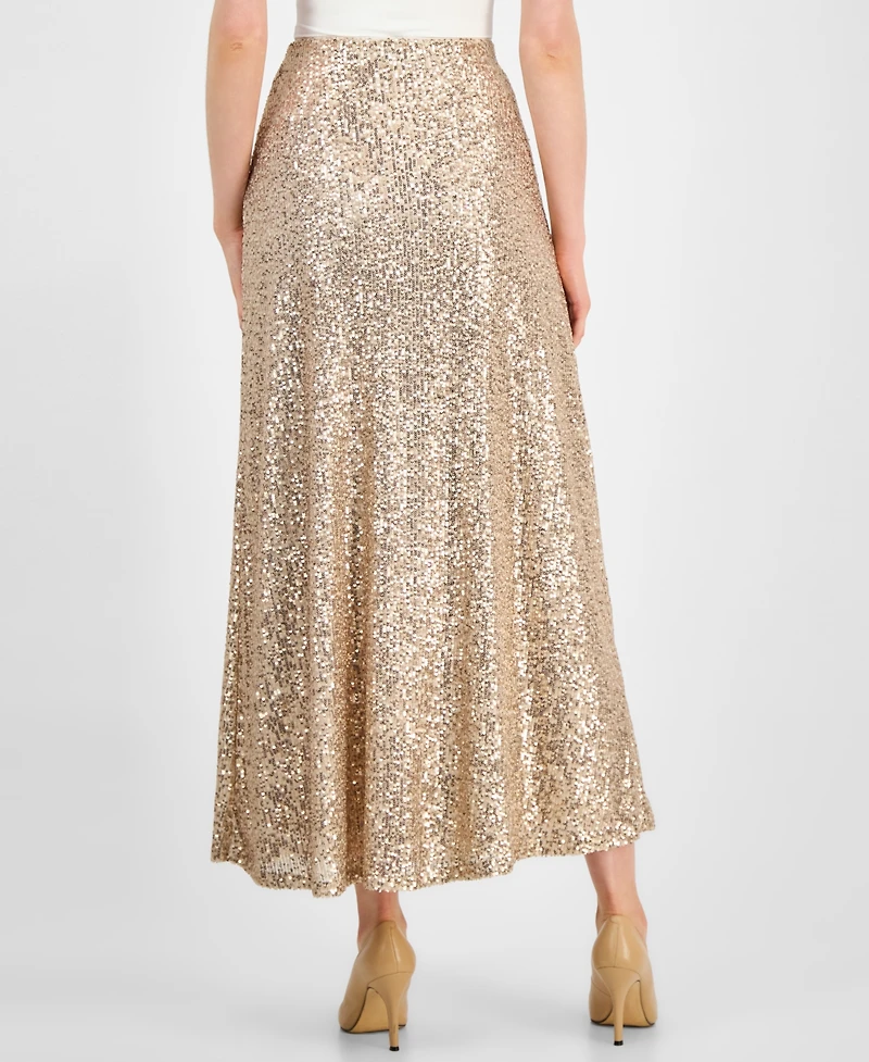 Anne Klein Women's Sequin Flared Maxi Skirt