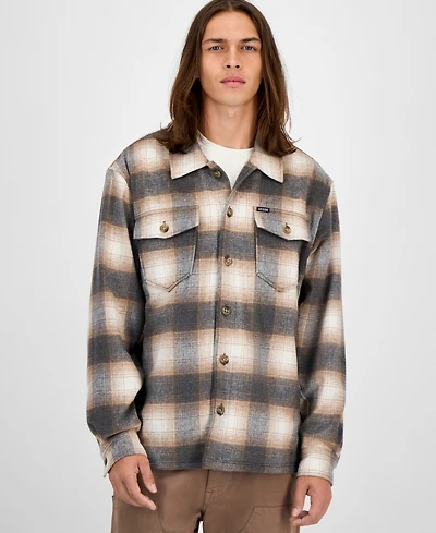 Guess Men's Long Sleeve Check Button-Front Overshirt