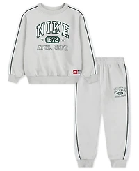 Nike Toddler and Little Boys 2-Piece Sportswear P.e. French Terry Crewneck Top Pant Set