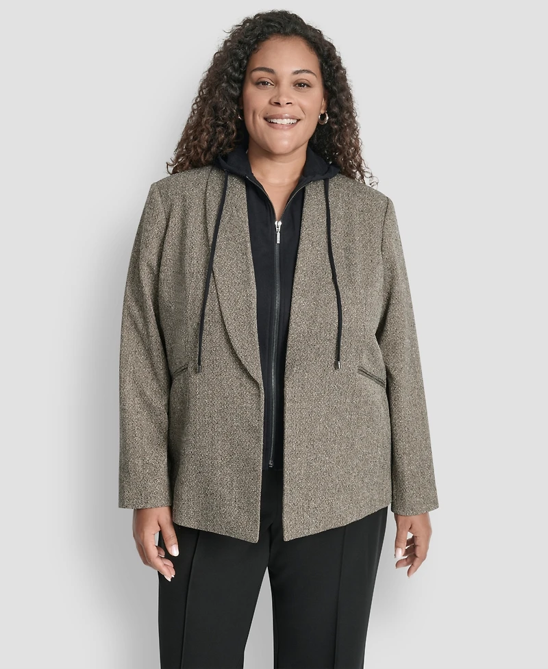 Dkny Plus Herringbone Blazer