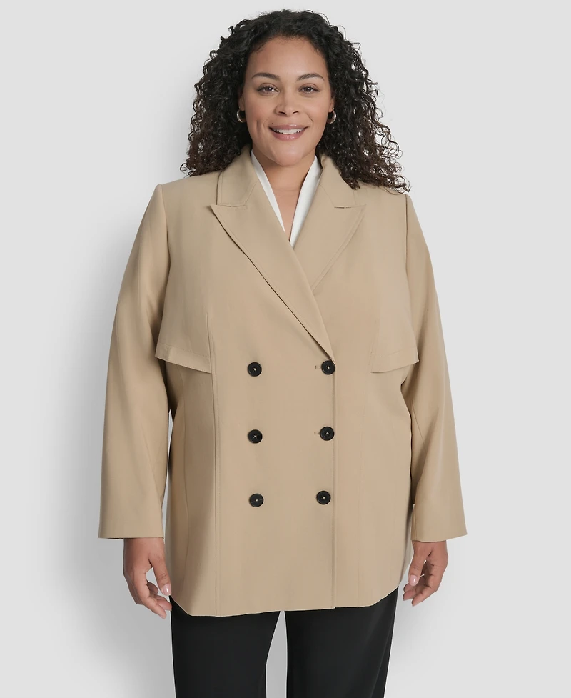 Dkny Plus Double Breasted Trench Jacket