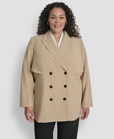 Dkny Plus Double Breasted Trench Jacket