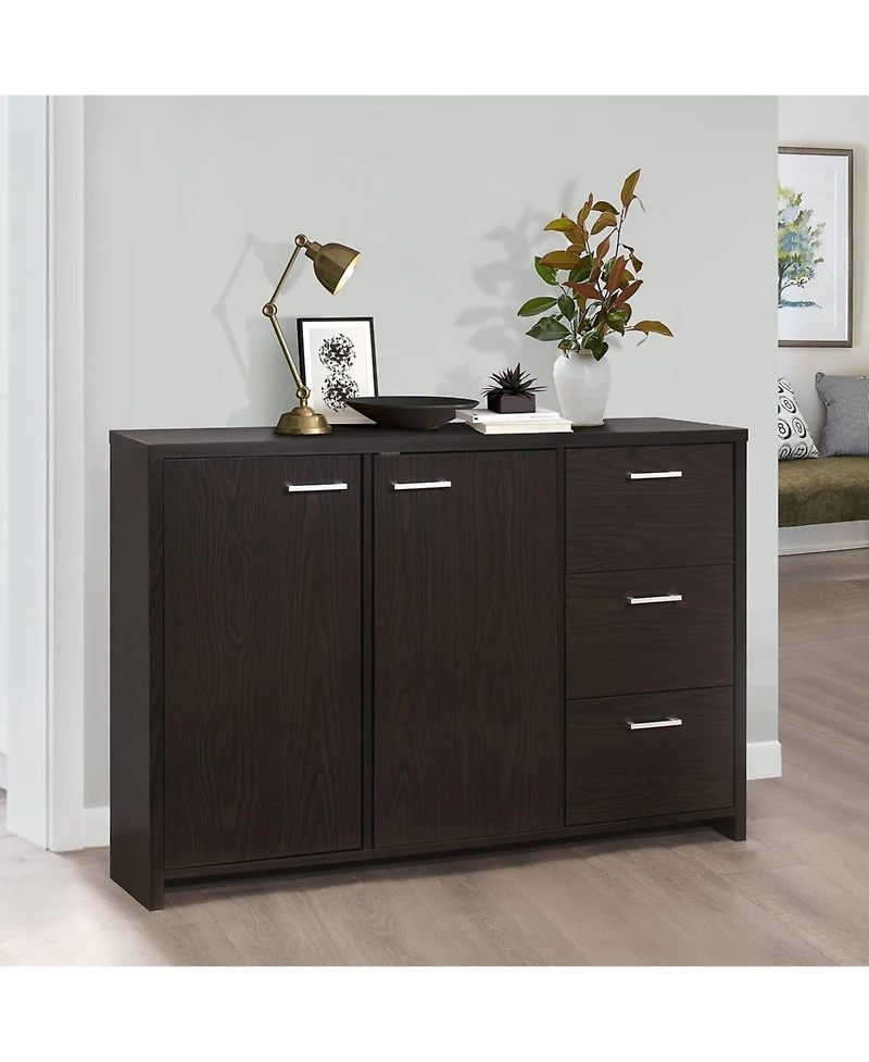 Kings Brand Furniture Lebeau Buffet Storage Cabinet, Oak Chocolate