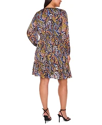 Msk Plus Long Sleeve Babydoll Knee-Length Dress