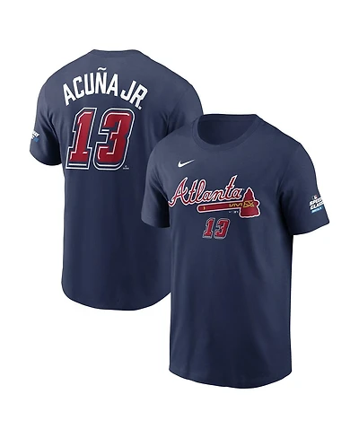 Nike Men's Ronald Acuna Jr. Navy Atlanta Braves 2025 Mlb Speedway Classic Name Number T-Shirt
