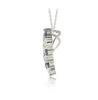 Suzy Levian New York Sterling Silver Sapphire & Created White Alternating Heart Eternity Pendant Necklace