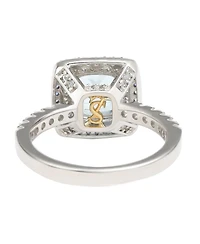 Suzy Levian Sterling Silver Cushion Cut Topaz Sapphire Double Halo Ring