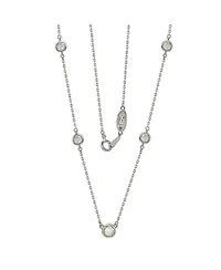 Suzy Levian Sterling Silver White Topaz 5 Stone Station Necklace