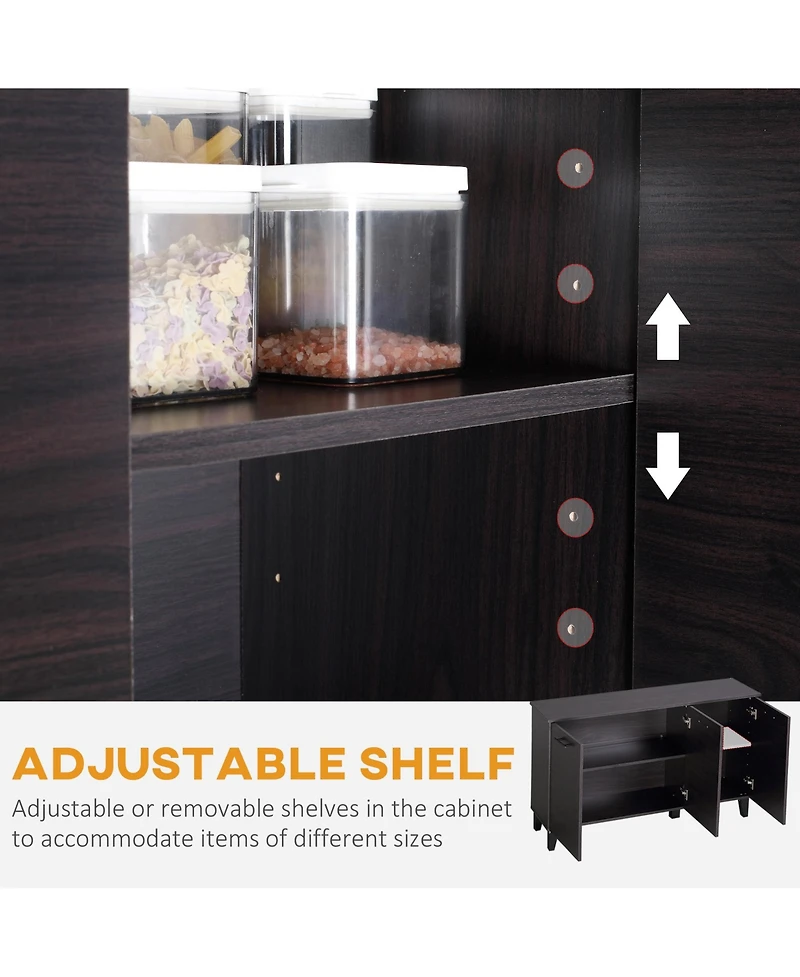 Homcom Kitchen Sideboard, Buffet Cabinet with Adjustable Shelf, Bar