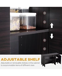 Homcom Kitchen Sideboard, Buffet Cabinet with Adjustable Shelf, Bar