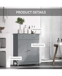 kleankin Wooden Bathroom Floor Cabinet with 2 Doors, 2 Drawers and Adjustable Shelf,