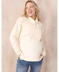 Motherhood Maternity Women's Funnel Neck Pullover Nursing Sweatshirt
