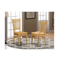 East West Furniture 5 Piece Dining Room Set - Oak Wood Dining Table and 4 Oak Wooden Dining Chairs for Dining Room with Slatted Back - Oak Finish
