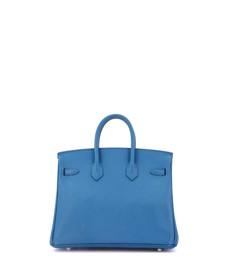 Pre-Owned Hermes Birkin 25 Handbag Blue Epsom with Palladium Hardware
