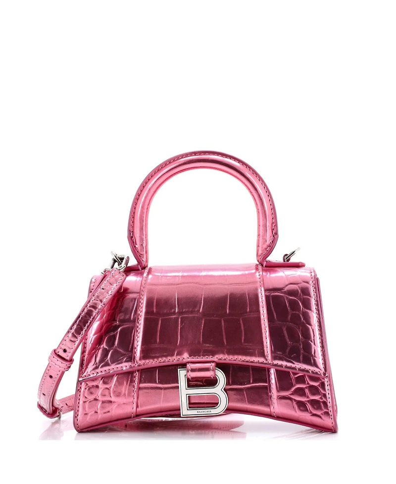 Pre-Owned Balenciaga Xs Hourglass Top Handle Bag Embossed Leather