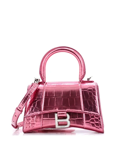 Pre-Owned Balenciaga Xs Hourglass Top Handle Bag Embossed Leather