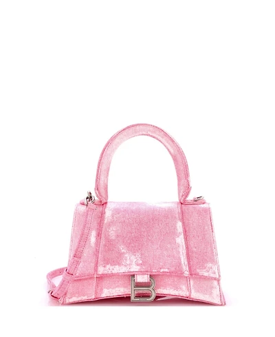 Pre-Owned Balenciaga Small Hourglass Top Handle Bag Denim Printed Leather