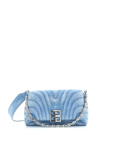 Pre-Owned Givenchy Small 4G Soft Flap Bag Quilted Denim