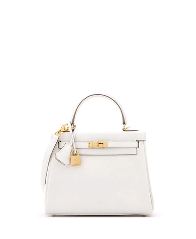 Pre-Owned Hermes Kelly 25 Handbag Light Togo with Gold Hardware