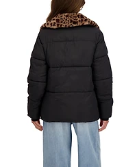 Sebby Collection Women's Faux Fur Collar Puffer Jacket