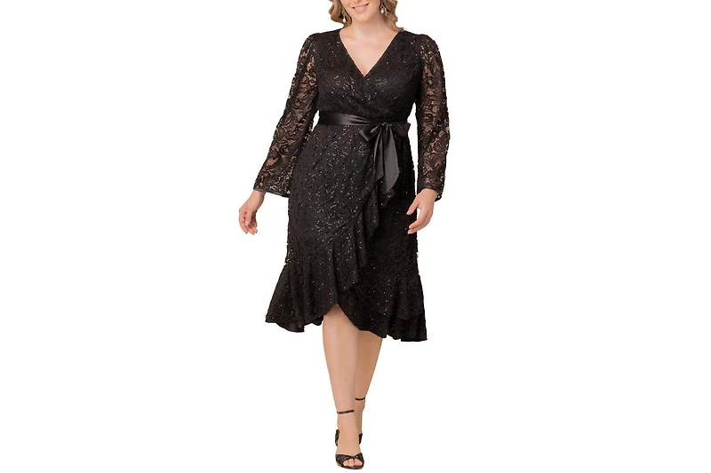 Kiyonna Women's Plus Cosmopolitan Sequin Lace Cocktail Dress