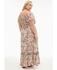 June + Vie Women's Plus Off-The-Shoulder Maxi Dress