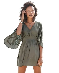 Lascana Women's Flowy Lace Cover up Beach Dress