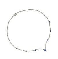 Suzy Levian Sterling Silver Pear-Cut Sapphire & Created White Sapphire Evening Necklace